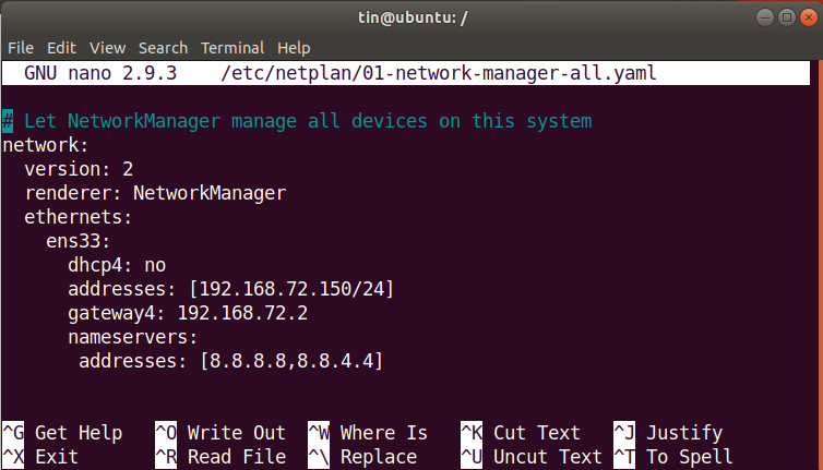 Configuration netplan